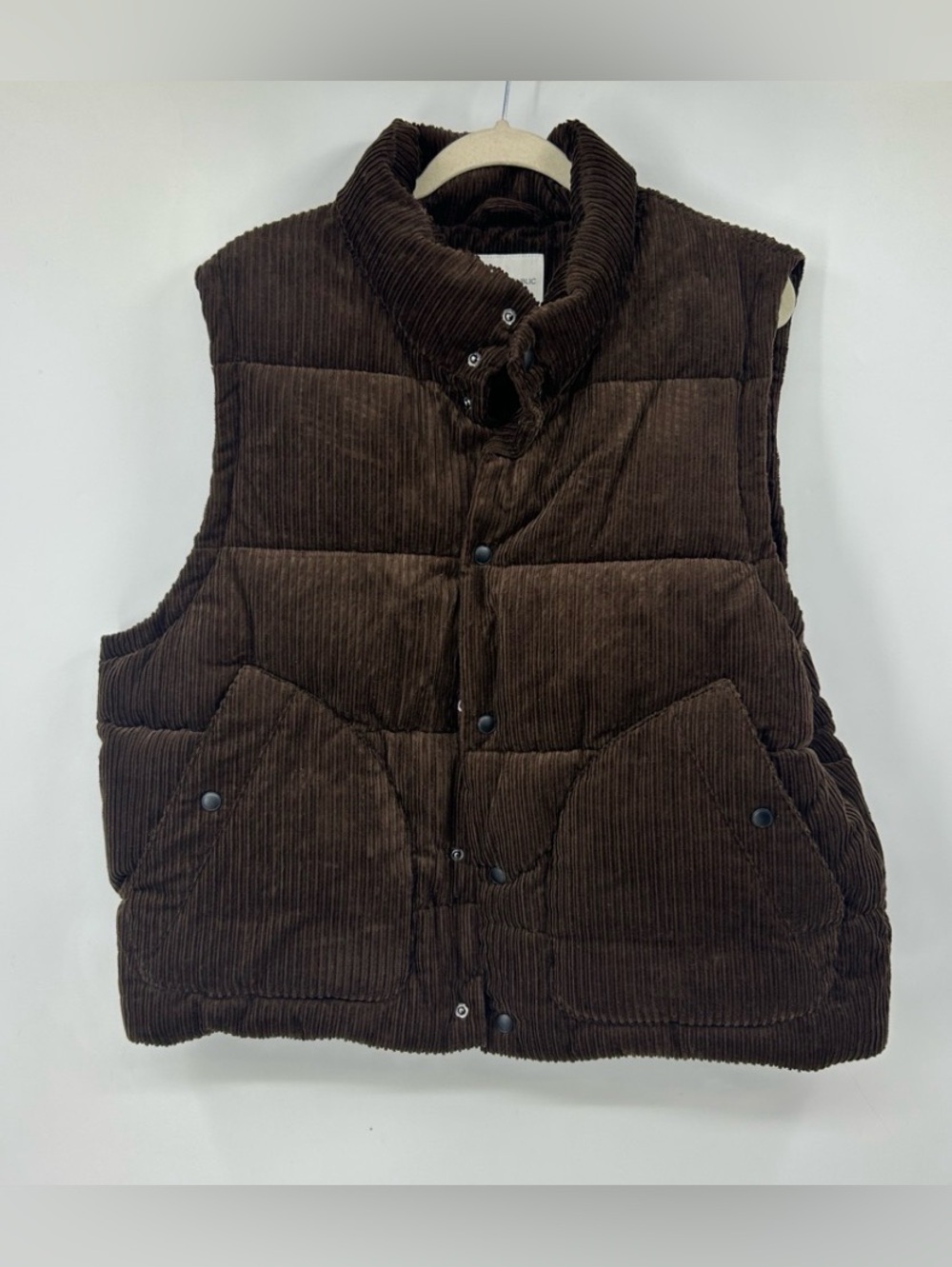 Banana Republic Brown Corduroy Puffer‎ Vest Womens Large Quilted Fall Outerwear